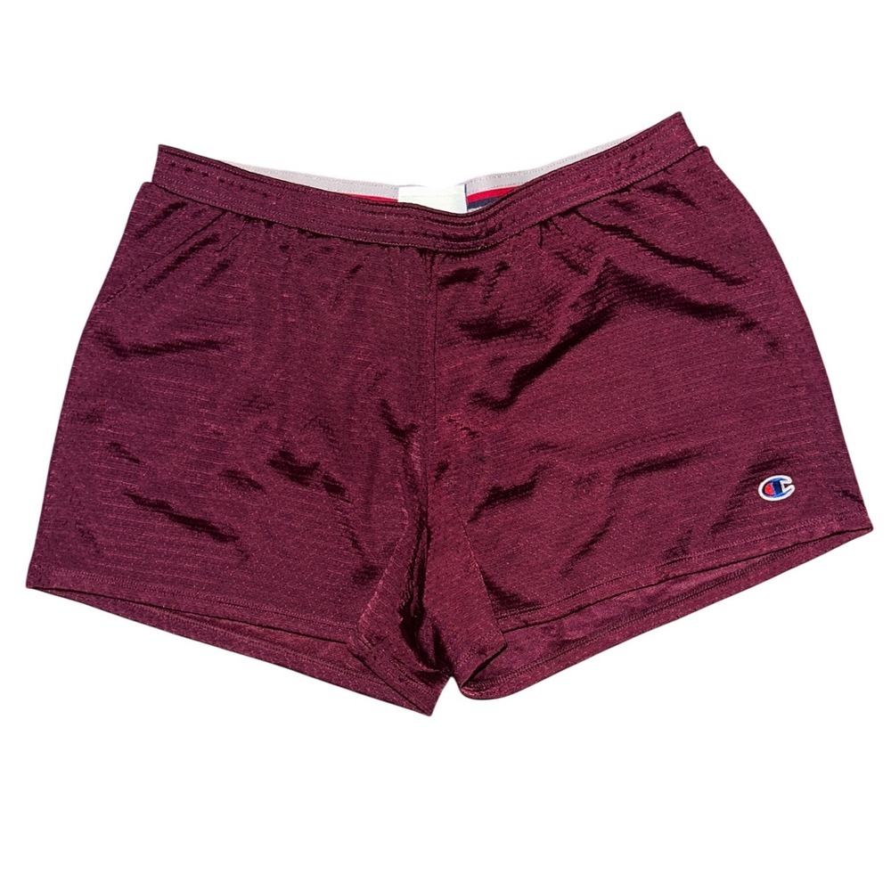 Champion Womens Mesh Athletic Shorts Burgundy Maroon 7791 H1S Large